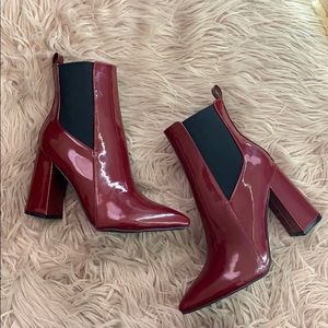 Brand New Patent boots Size 8 Burgundy